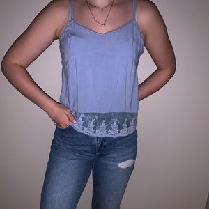 Blue tank with lace